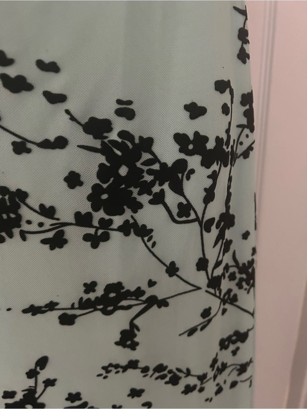 Mint Green Floral Slip Dress with Black Lace Trim by FORE, NWOT, Sz Medium - Picture 5 of 8